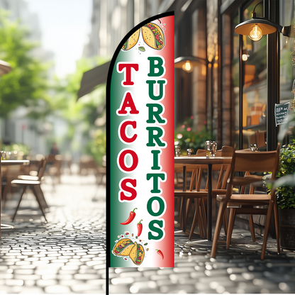 TACOS BURRITOS Feather Flag
