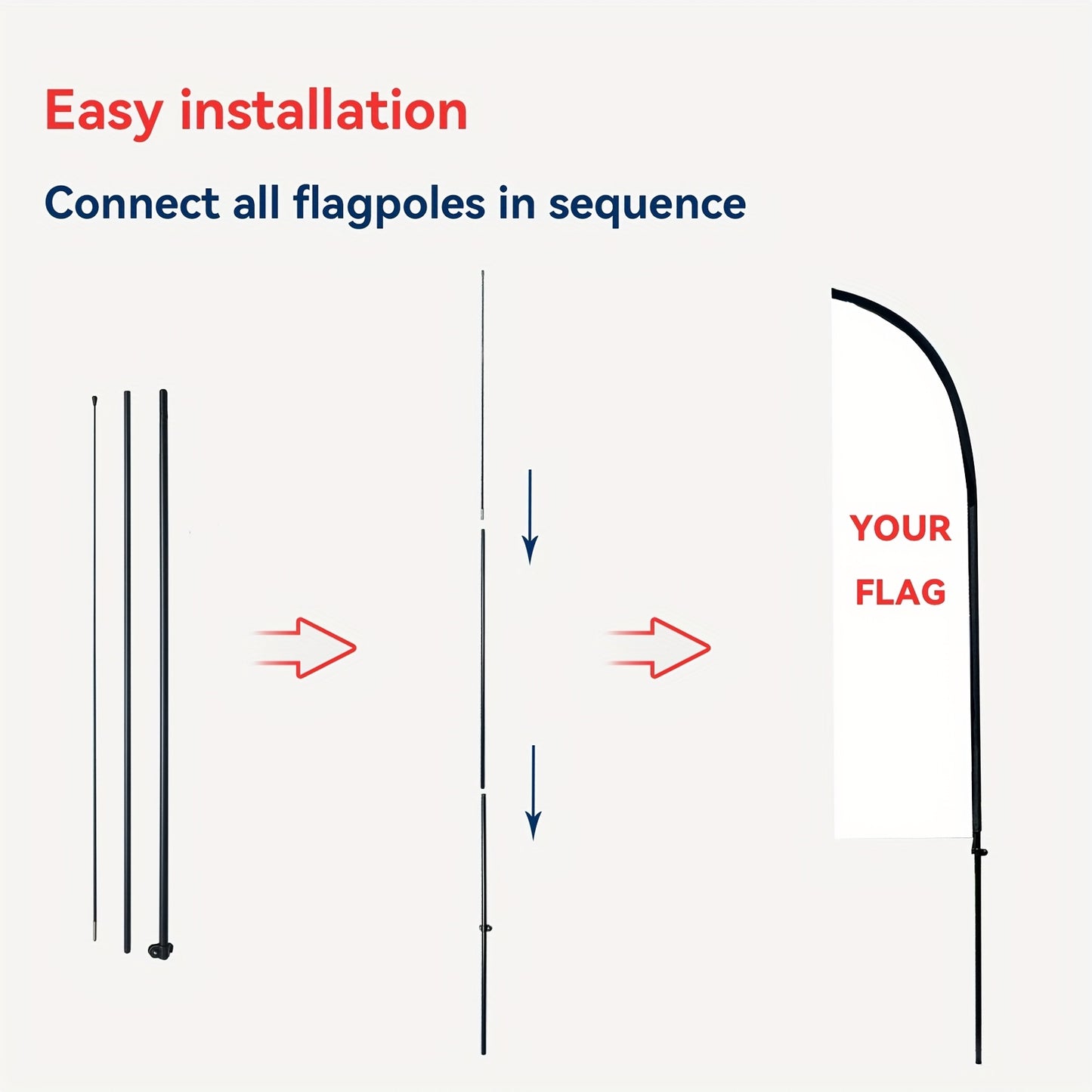A Set of Feather Flag Poles Made from High-Quality Aluminum, Suitable for Beach Flags And Blade Flags, Available in Multiple Sizes. Flags, Bases, And Ground Stakes Are Not Included. Easy to Install And Very Durable