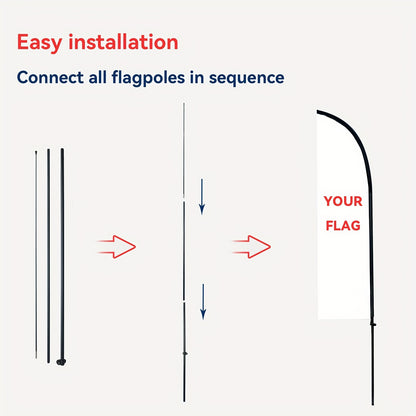 A Set of Feather Flag Poles Made from High-Quality Aluminum, Suitable for Beach Flags And Blade Flags, Available in Multiple Sizes. Flags, Bases, And Ground Stakes Are Not Included. Easy to Install And Very Durable
