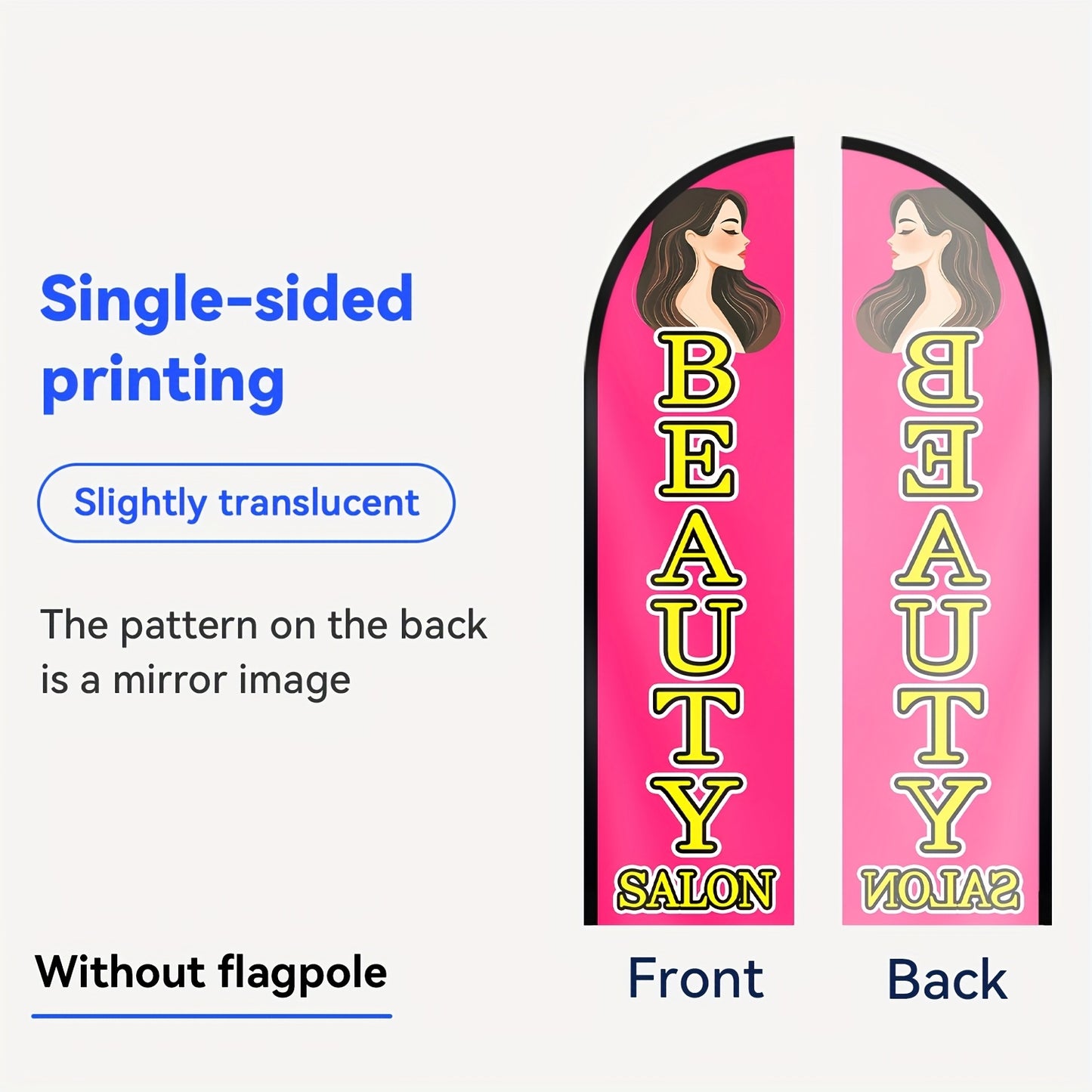 WOANIXY Beauty Salon Advertising Feather Flag, 1.6x6.6ft