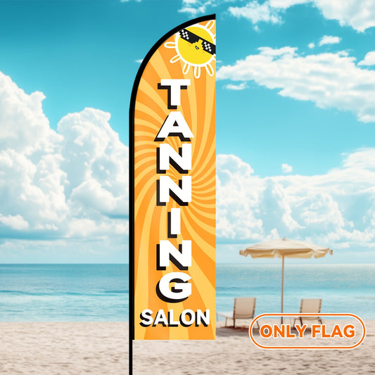 1pc Tanning Salon Feather Flag, Double-Sided HD Printed Polyester Banner, Weather-Resistant Outdoor Business Advertising Sign for Spas and Tanning Shops, Pole Mount