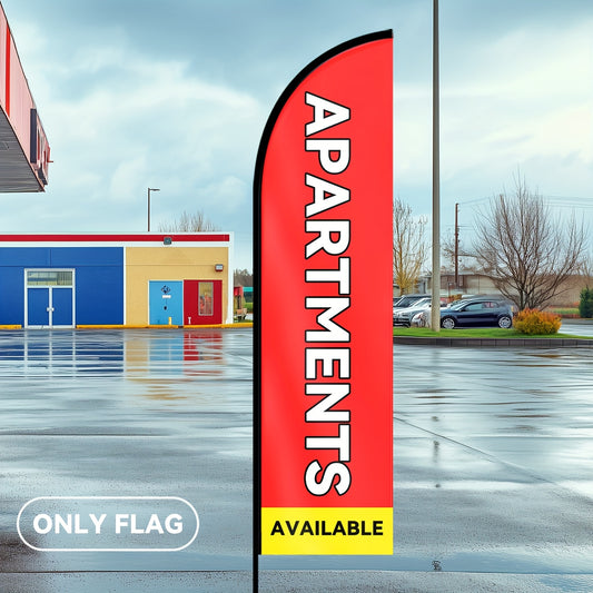 1 Unit of Apartments Available Feather Flag, Outdoor Banner, Shop Sign Flag for Commercial Advertising Promotions, 48.77X201.17cm, Made of Polyester, Fade-Resistant, Weatherproof. Flag Only (Flagpole Not Included)