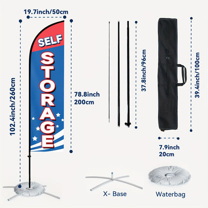 1pc Double-Sided Self Storage Feather Flag with Cross Base, High-Quality Polyester, Outdoor Advertising Store Decoration