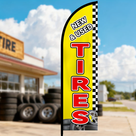 Tires Feather Flag with Pole Kit