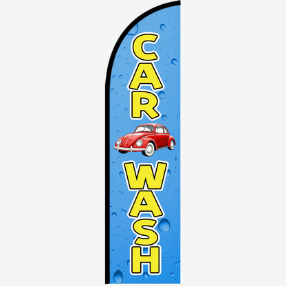 Feather Flag for Car Wash, Banner Sign for Auto Detailing, Outdoor Advertising Flag, Available in Double Or Single Sided, Size 50X200Cm, No Pole Included, Made of Durable Weather-Resistant Polyester