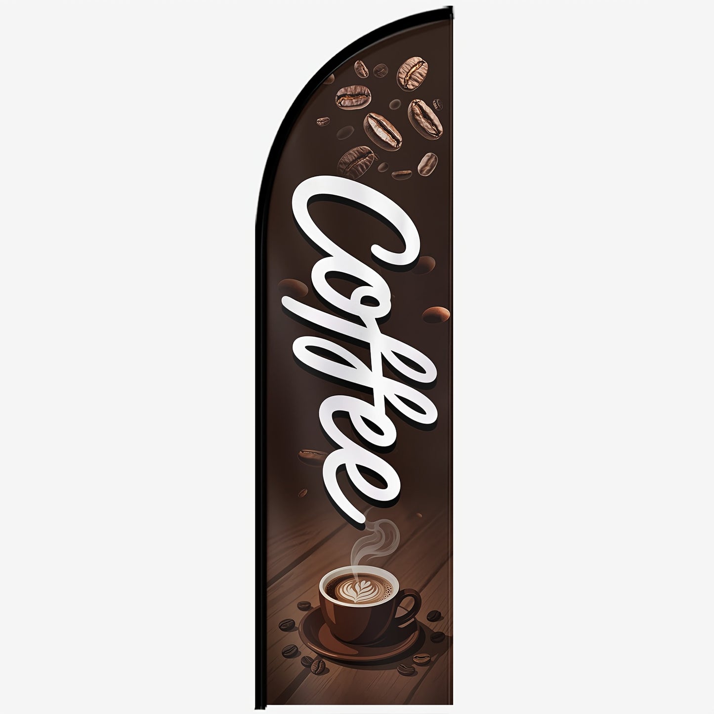 1pc Coffee Feather Flag with Flagpole - Tall Outdoor/ Business Open Sign, Heavy-Duty Polyester Banner Suitable for Café, Shop, Office - Setup with Optional Aluminum Pole Kit, Eye-Catching Coffee Lettering & Feather