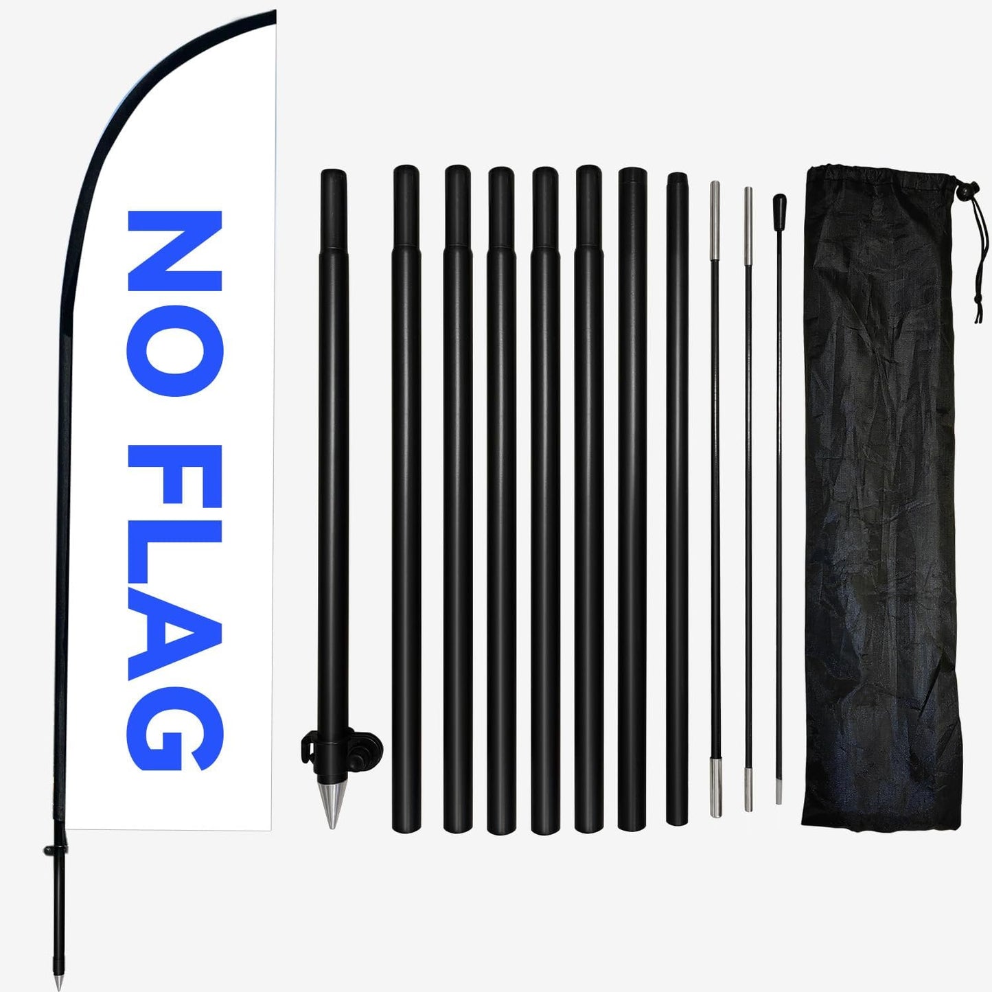 Feather Flag Pole Kit with Ground Spike, Multi Size Banner Pole Kit, Aluminum and Fiberglass Flag Pole, Outdoor Swooper Flag Stand, Easy Setup