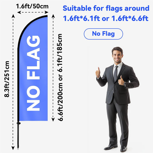 8FT Feather Flag Pole Kit, Fits 1.6x6.6FT / 1.6x6.1FT Feather Flags