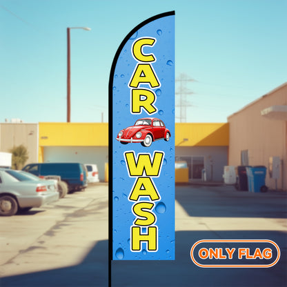 Feather Flag for Car Wash, Banner Sign for Auto Detailing, Outdoor Advertising Flag, Available in Double Or Single Sided, Size 50X200Cm, No Pole Included, Made of Durable Weather-Resistant Polyester
