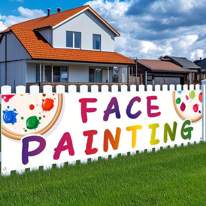 1pc face painting flag, outdoor banner decoration, face painting shop sign logo, suitable for commercial advertising promotion, polyester fabric, with 4 Grommets for easy hang
