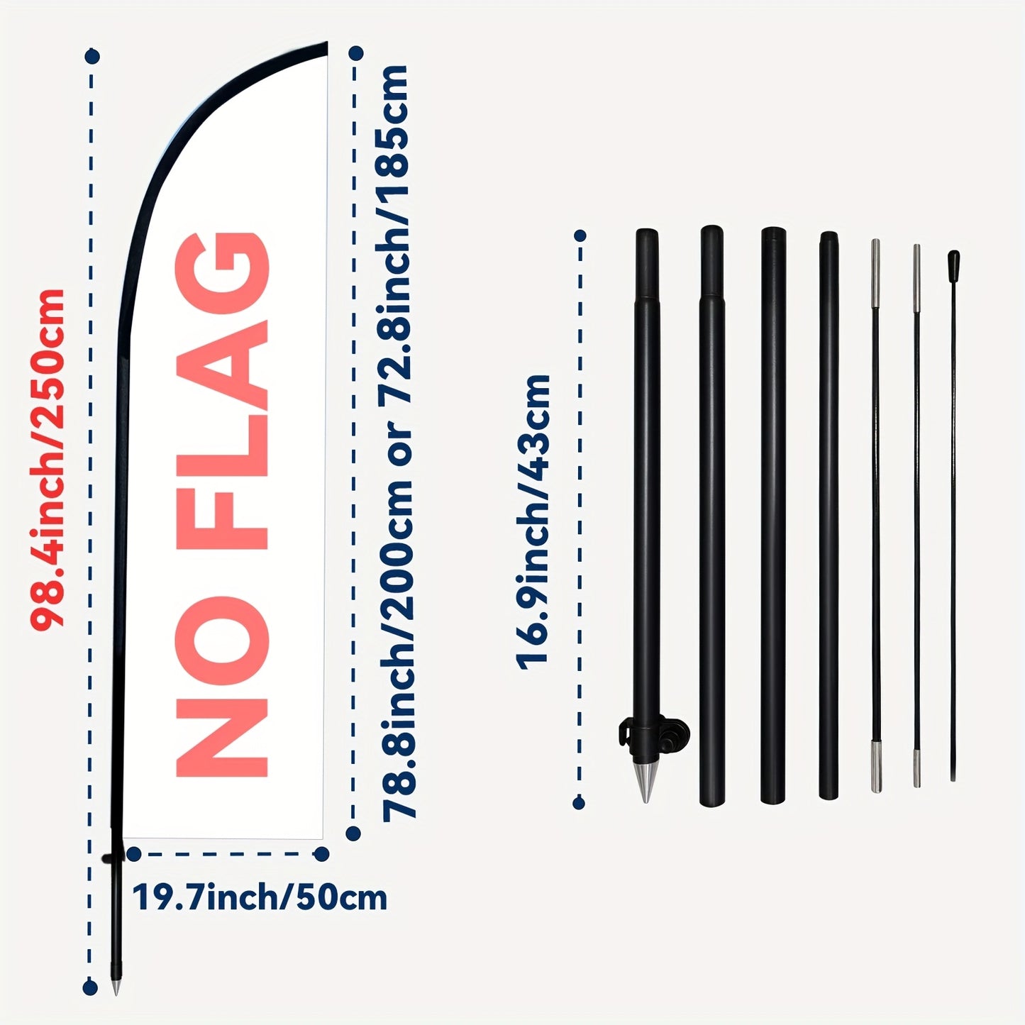 1pc Feather Flag Kit, Advertising Flag Pole, Outdoor Flag Stand, Aluminum Material, Durable And Lightweight, Suitable for Flags Around 1.6x6.6ft/1.6x6.1ft (No Flag)