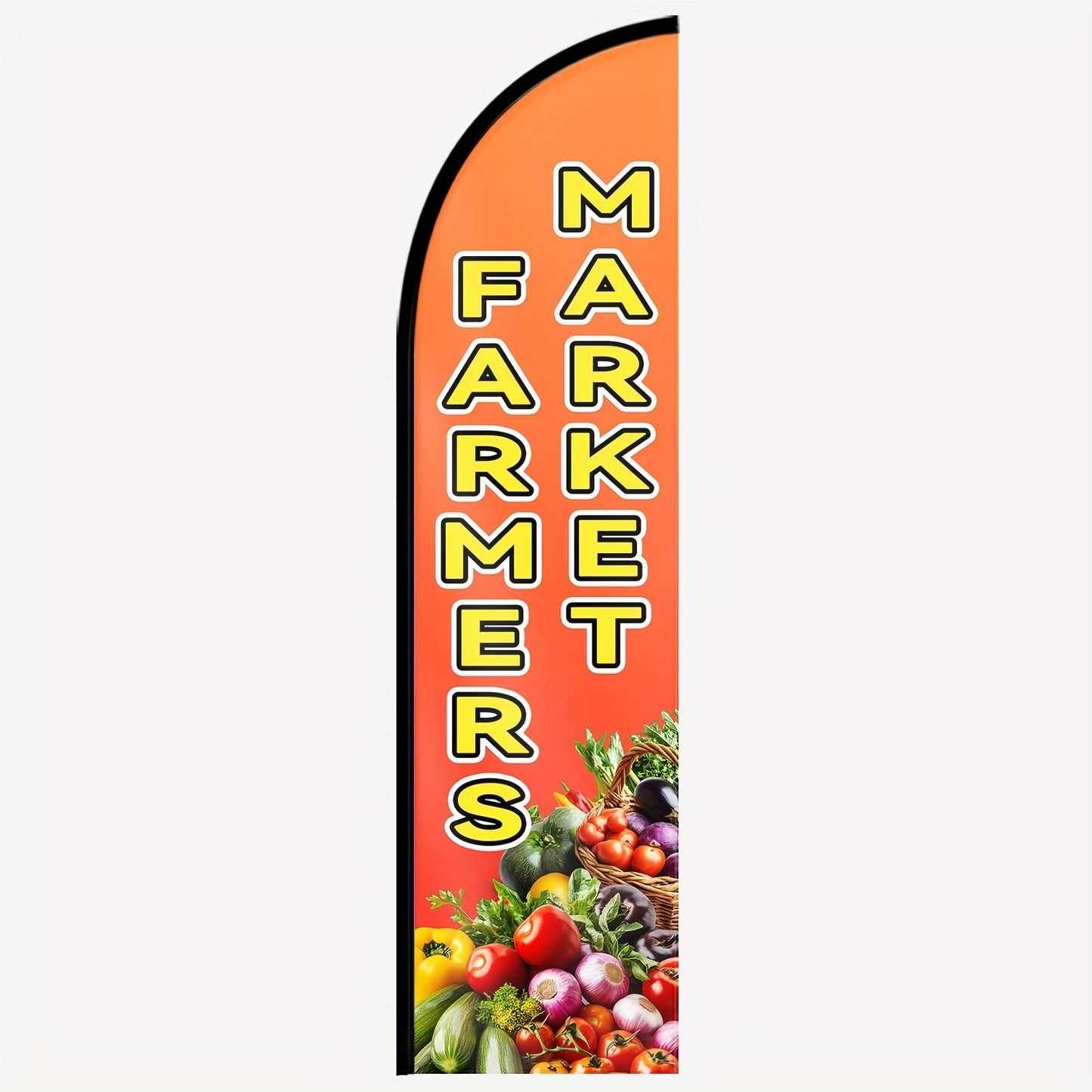 1pc farmers market Feather Flag, Outdoor Flags, Store Signboard Banner, Suitable for Commercial Advertising Promotions, 48.77x201.17cm, Polyester Fabric, Double or Single sided Printing, Anti fading, Weather resistant. Flag only (excluding flagpole)