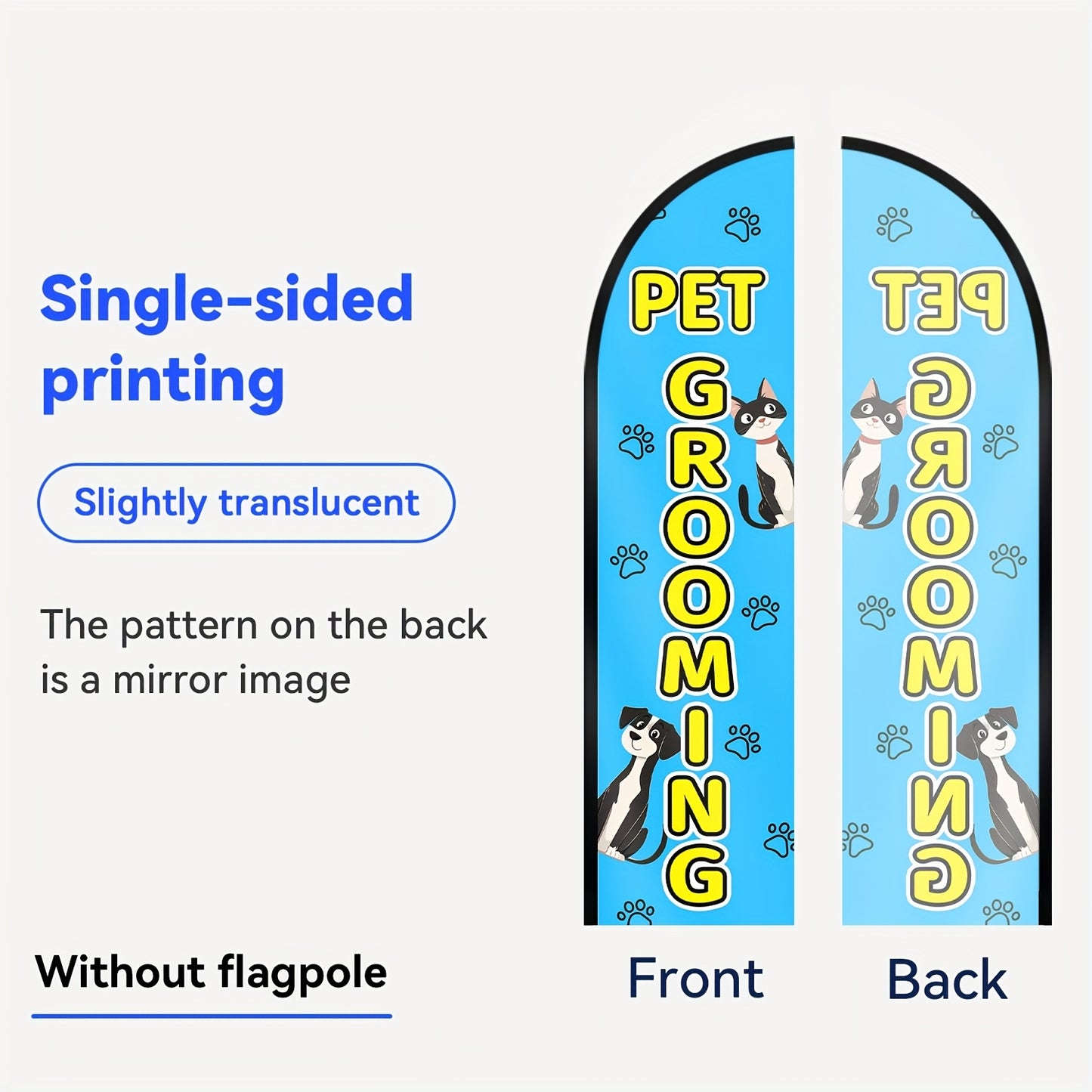 WOANIXY Pet Grooming Feather Flag, 1.6x6.6ft