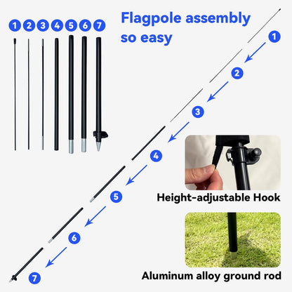 8FT Feather Flag Pole Kit, Fits 1.6x6.6FT / 1.6x6.1FT Feather Flags