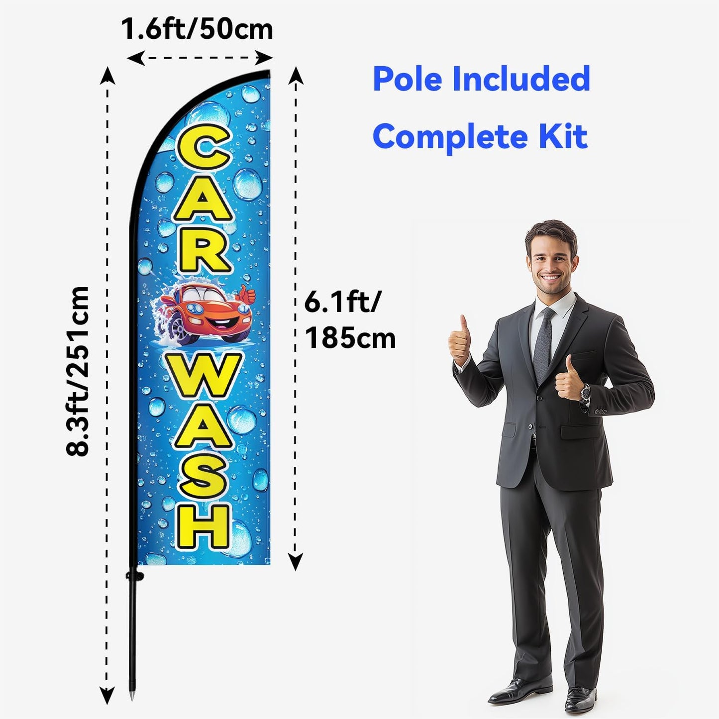 Car Wash Feather Flag with Pole Kit