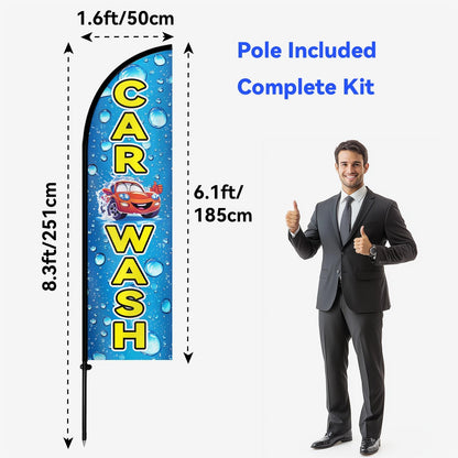 Car Wash Feather Flag with Pole Kit