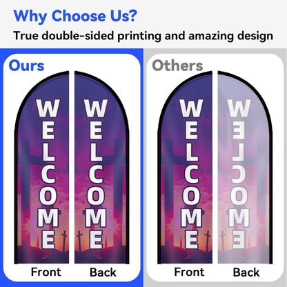 Church Welcome Feather Flag with Pole Kit