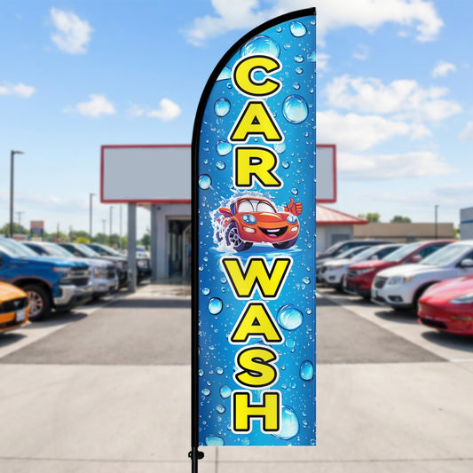 Car Wash Feather Flag with Pole Kit