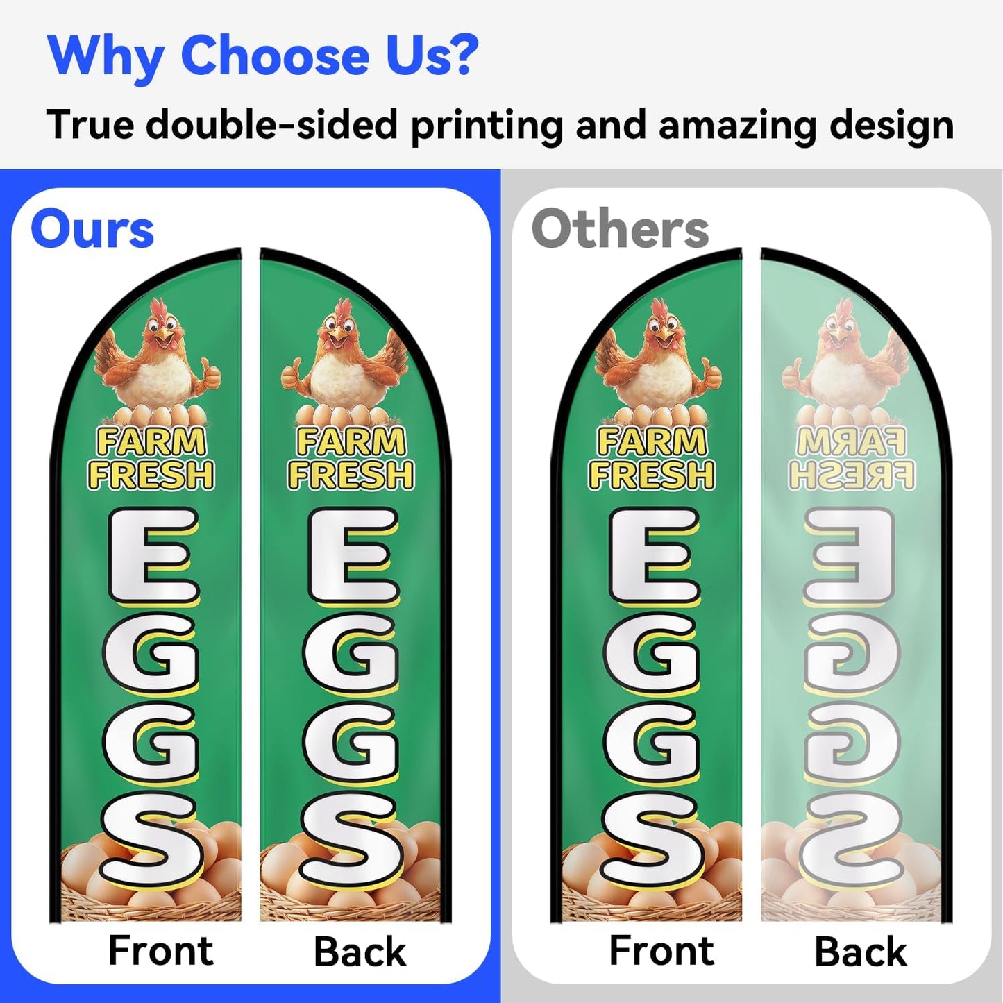 Farm Fresh Eggs Feather Flag With Pole Kit (Green)