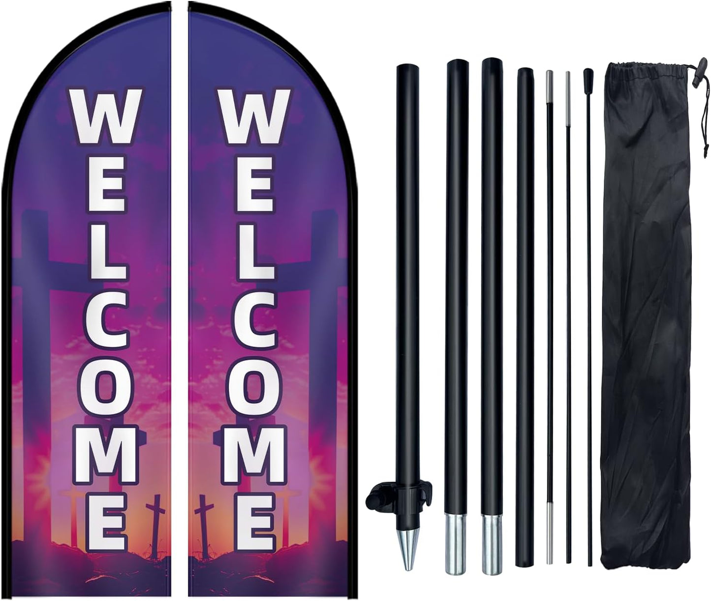 Church Welcome Feather Flag with Pole Kit