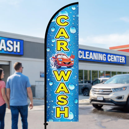 Car Wash Feather Flag with Pole Kit