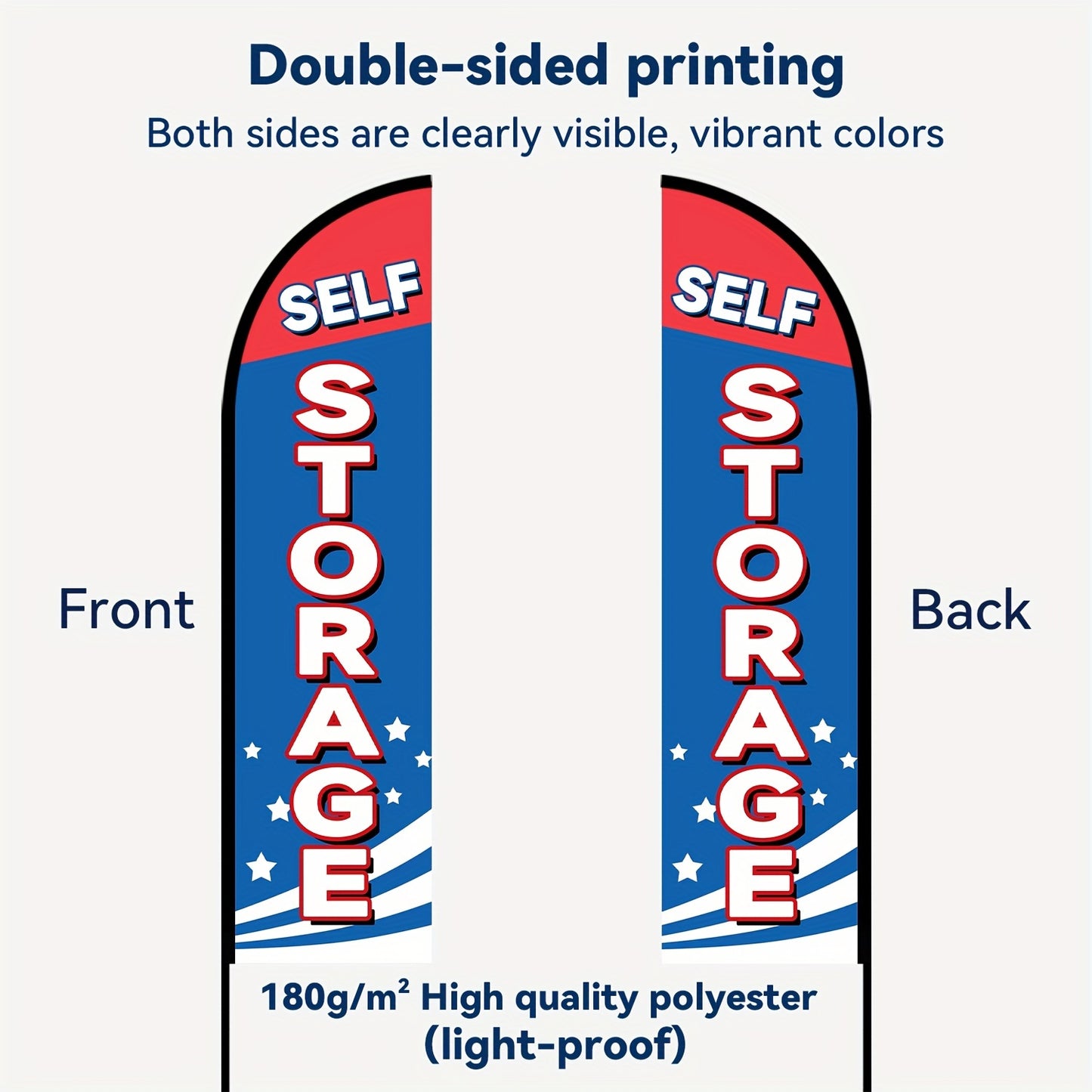 1pc Double-Sided Self Storage Feather Flag with Cross Base, High-Quality Polyester, Outdoor Advertising Store Decoration