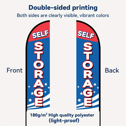 1pc Double-Sided Self Storage Feather Flag with Cross Base, High-Quality Polyester, Outdoor Advertising Store Decoration