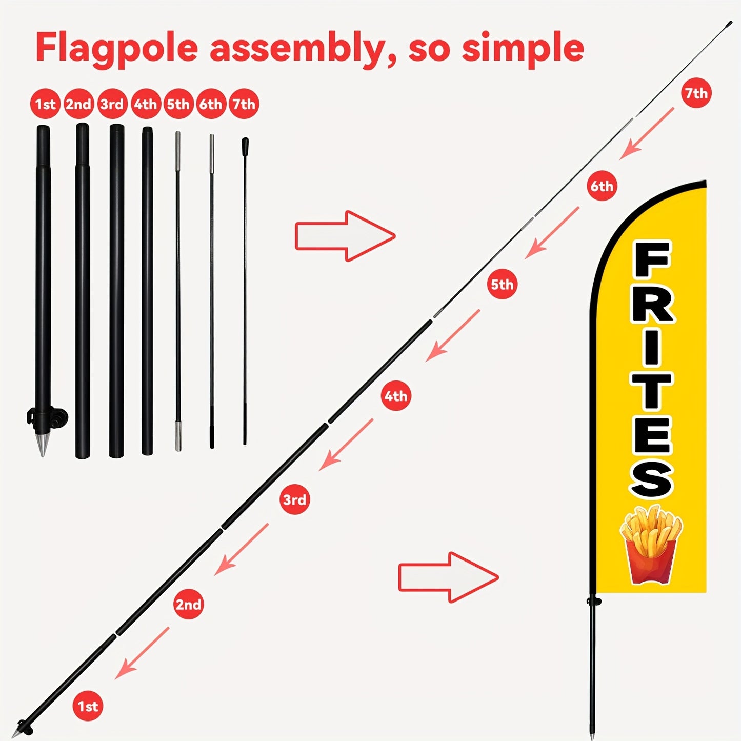 WOANIXY Fries Restaurant Flag, 1.6x6.1ft