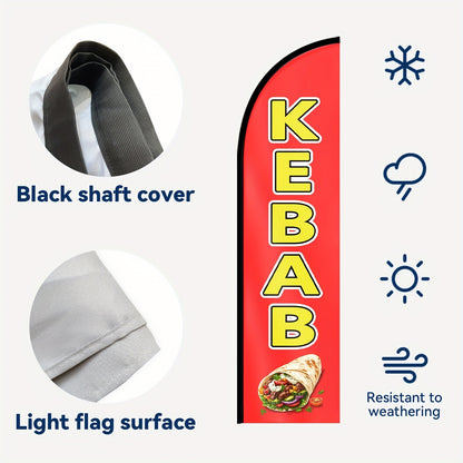1pc Kebab Skewer Feather Flag, Business Office Store Sign. Kebab Shop Advertising Display Flag, Restaurant Snack Bar Promotion Banner, Fast Food Restaurant Entrance Decoration Feather Flag, Outdoor Indoor Promotion Display Banner