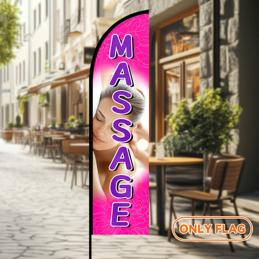 A Feather Flag for a Massage Shop, a Sign Logo for The Massage Shop, Decorative Advertising Banners for The Massage Shop, Flags for The Massage Shop, Printed on One Or Both Sides, Made of Polyester Fabric, Excluding The Flagpole