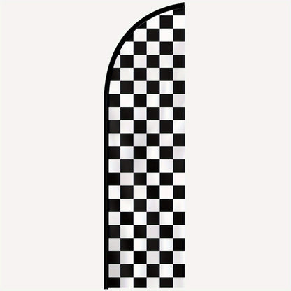 1pc a Black And White Checkered Feather Flag with a Flagpole, Designed for Outdoor Events, Serves As a Racing Banner for End Line Promotions, Car Show Displays, Measuring 72.8 by 50.04 cm, with an Optional Pole