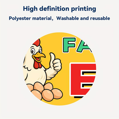 1pc Farm Fresh Eggs for Banner - Vibrant Red & Yellow Outdoor Flag with Chick Illustration, Polyester Fabric, High-Definition Print, 50x200cm, Easy Hang with 4 Grommets, Perfect for Direct Farm Advertising, Farm Advertising Sign|Vibrant Visual Appeal|Weat