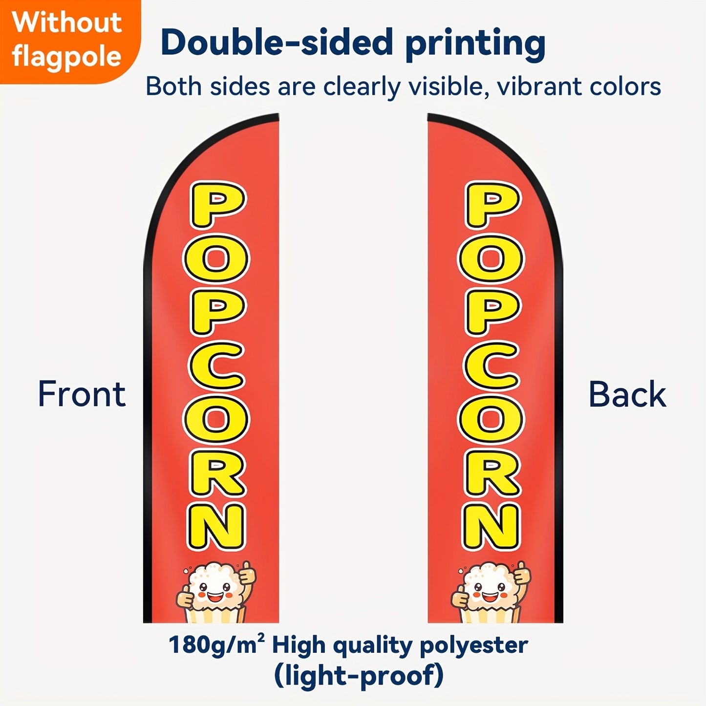 1pc Popcorn Shop Sign Banner, Polyester Fiber Outdoor Advertising Promotion Decoration, 50x200cm/19.7x78.8inch, High-Definition Digital Printing, Pole Mount Flag - Excludes Flagpole