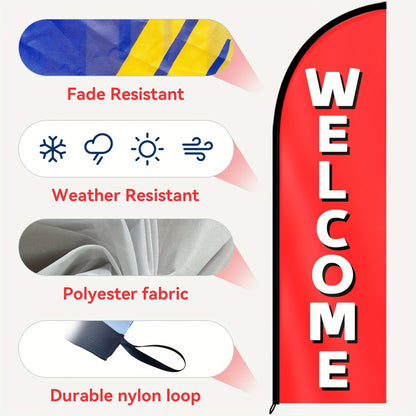 WOANIXY  Welcome Feather Flag with Flagpole, 1.6x6.1ft