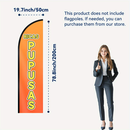 1pc Pupusas flag, Pupusas shop sign decoration, Pupusas feather flag, Pupusas flags, Pupusas banner, double-sided printing, high-quality polyester fabric, flag only, without flagpole