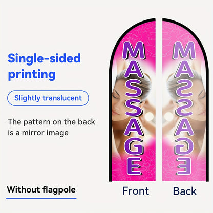 Massage Feather Flag, Double-Sided Swooper Banner, Spa Massage Open Sign, Salon Outdoor Advertising Flag, Business Promotion Feather Flag