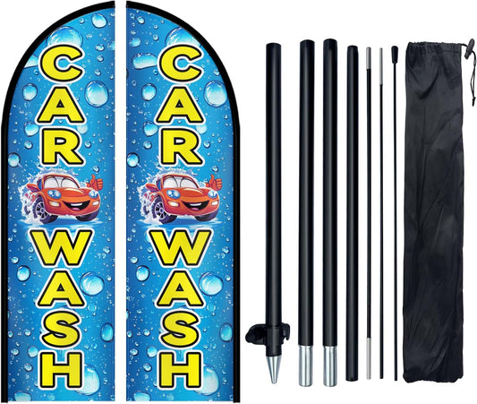 Car Wash Feather Flag with Pole Kit