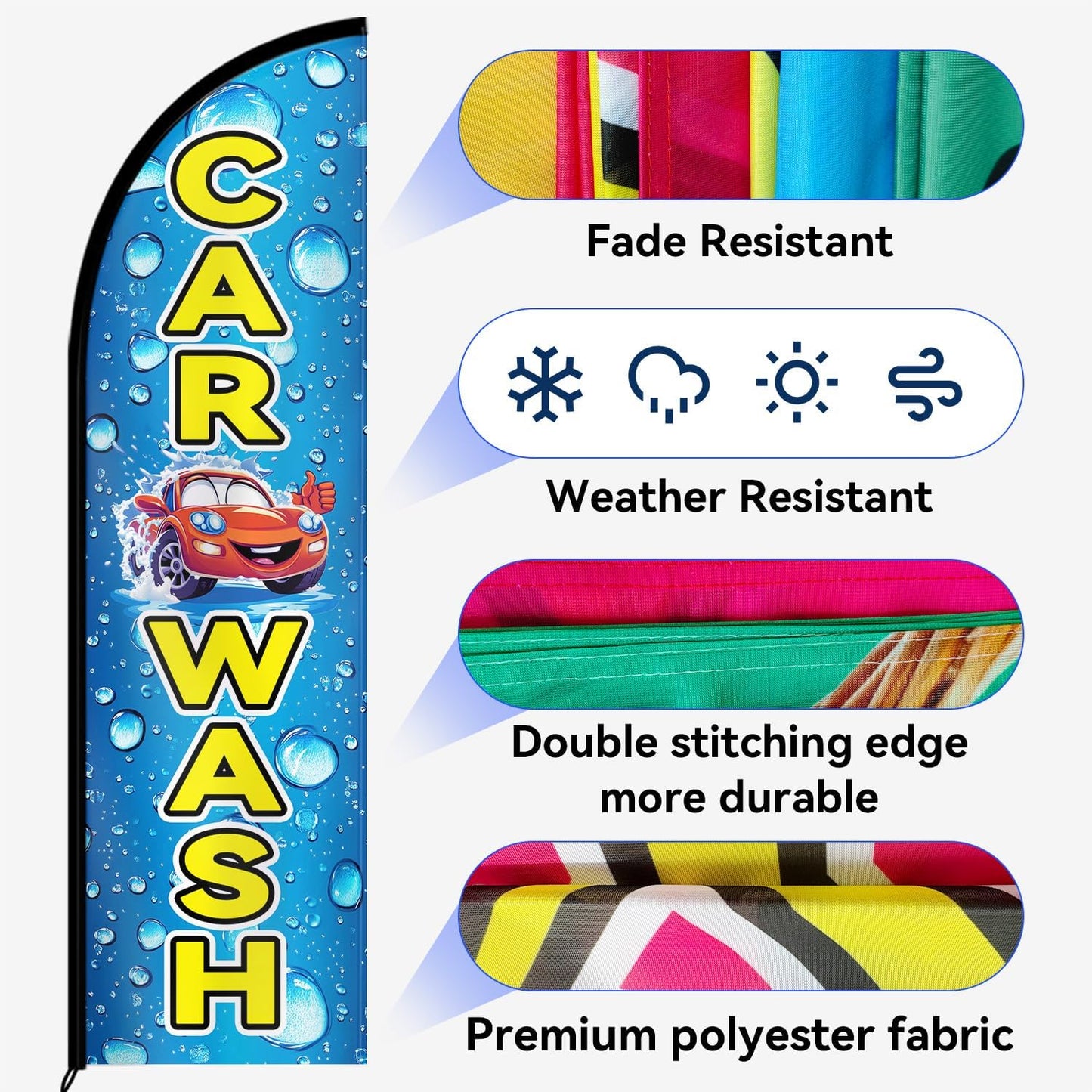 Car Wash Feather Flag with Pole Kit