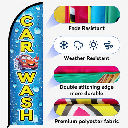 Car Wash Feather Flag with Pole Kit