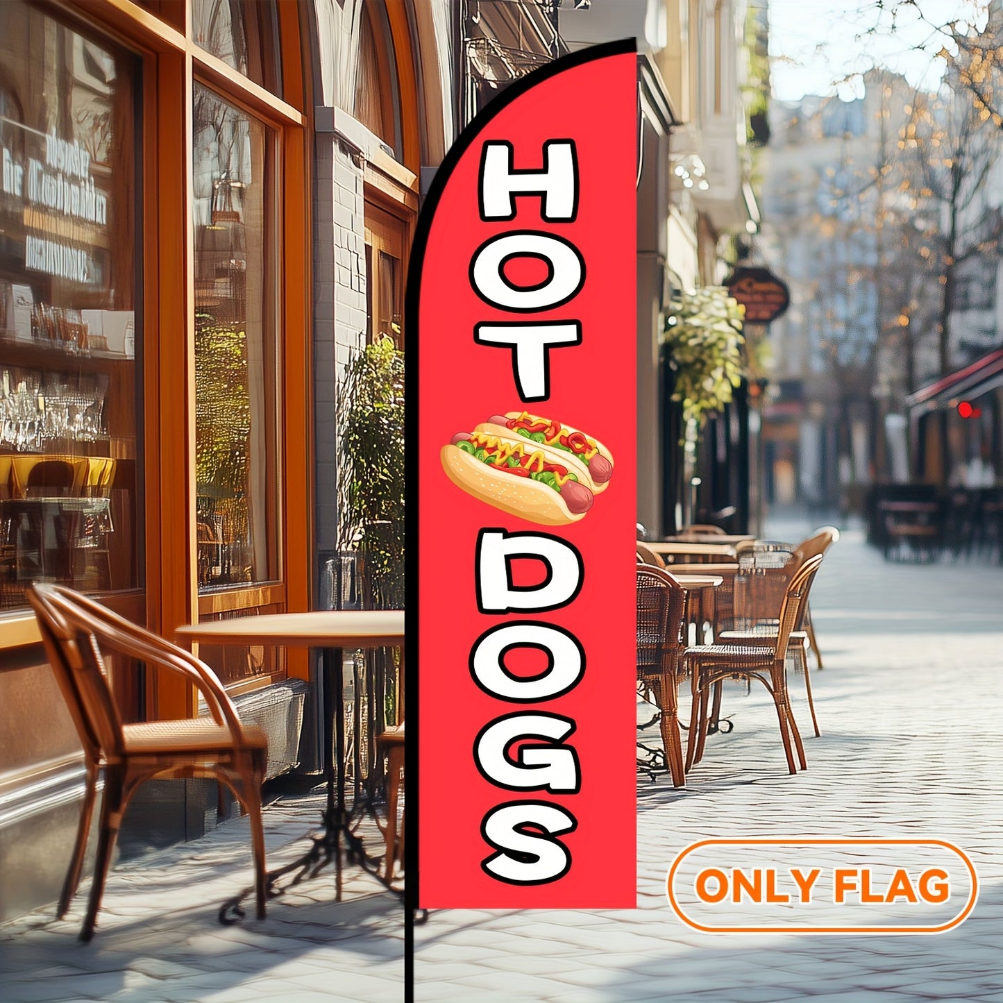 1pc Hot dog feather flag, Hot dog shop sign, Hot dog restaurant flag banner, for outdoor advertising promotion, double-sided or single-sided printing, polyester fabric, flag only (excluding flagpole)