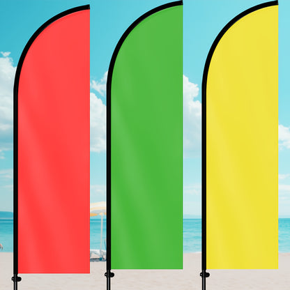 Single Solid Color Feather Flag Available in Red, Yellow, Blue, Green, White, And Black Options, Suitable for Outdoor Advertising, Business Promotions, Event Displays, And Signage. Measures 184.91X50.04 cm, with an Optional Pole Kit