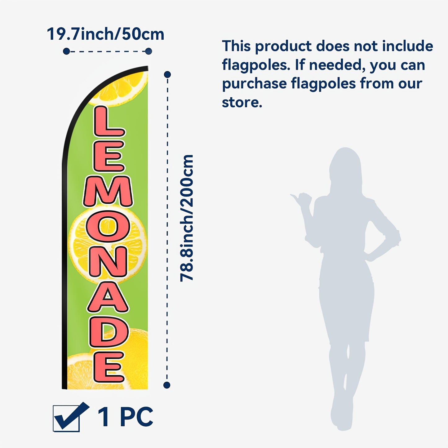 1pc lemon shop flag, lemon shop outdoor flag, shop sign banner advertisement, lemon shop feather flag, suitable for outdoor activity promotion, polyester fabric, only flag, excluding flagpole