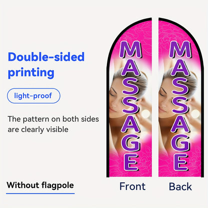 Massage Feather Flag, Double-Sided Swooper Banner, Spa Massage Open Sign, Salon Outdoor Advertising Flag, Business Promotion Feather Flag