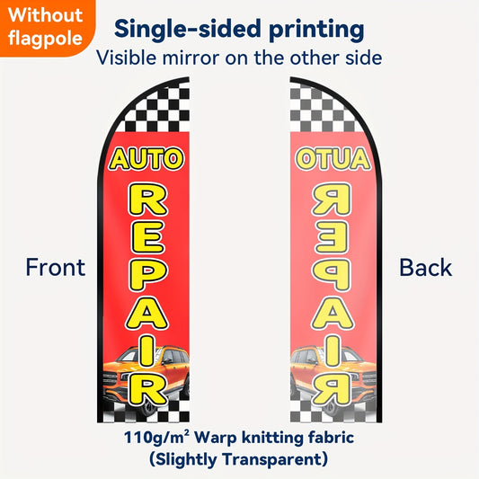 1pc Auto Repair Shop Flag, Double-Sided Printed Polyester Fabric Banner with Cross Base Pole Mount for Advertising and Promotion Decor