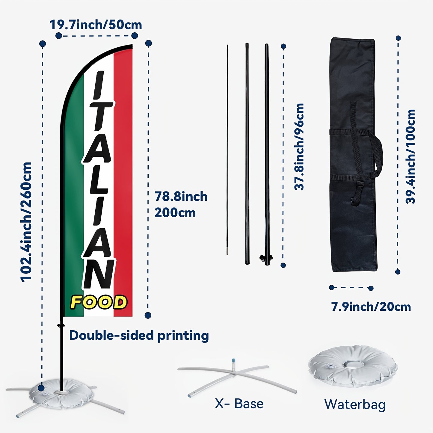 1pc Italian food store flag, Italian food store signboard banner, feather flag, for store advertising promotion decoration, double/single-sided printing, polyester fabric