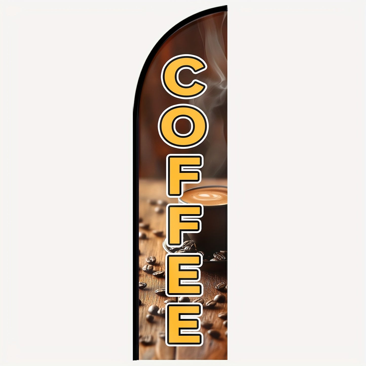 1pc WOANIXY Coffee Feather Flag, 48.77x201.17cm, Polyester Fabric, Double or Single Sided Printing, Anti Fading, Weather Resistant, Multipurpose, with Outdoor Store Signboard Banner, for Commercial Advertising Promotions