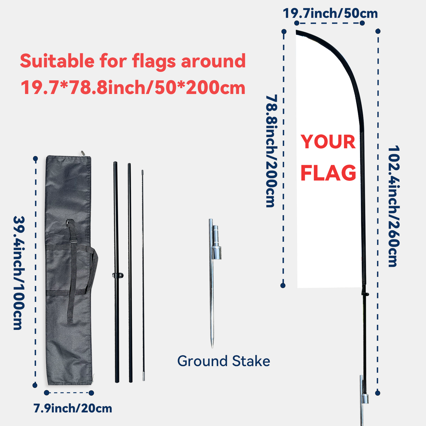 Flagpole with Ground Stake and Qxford bag