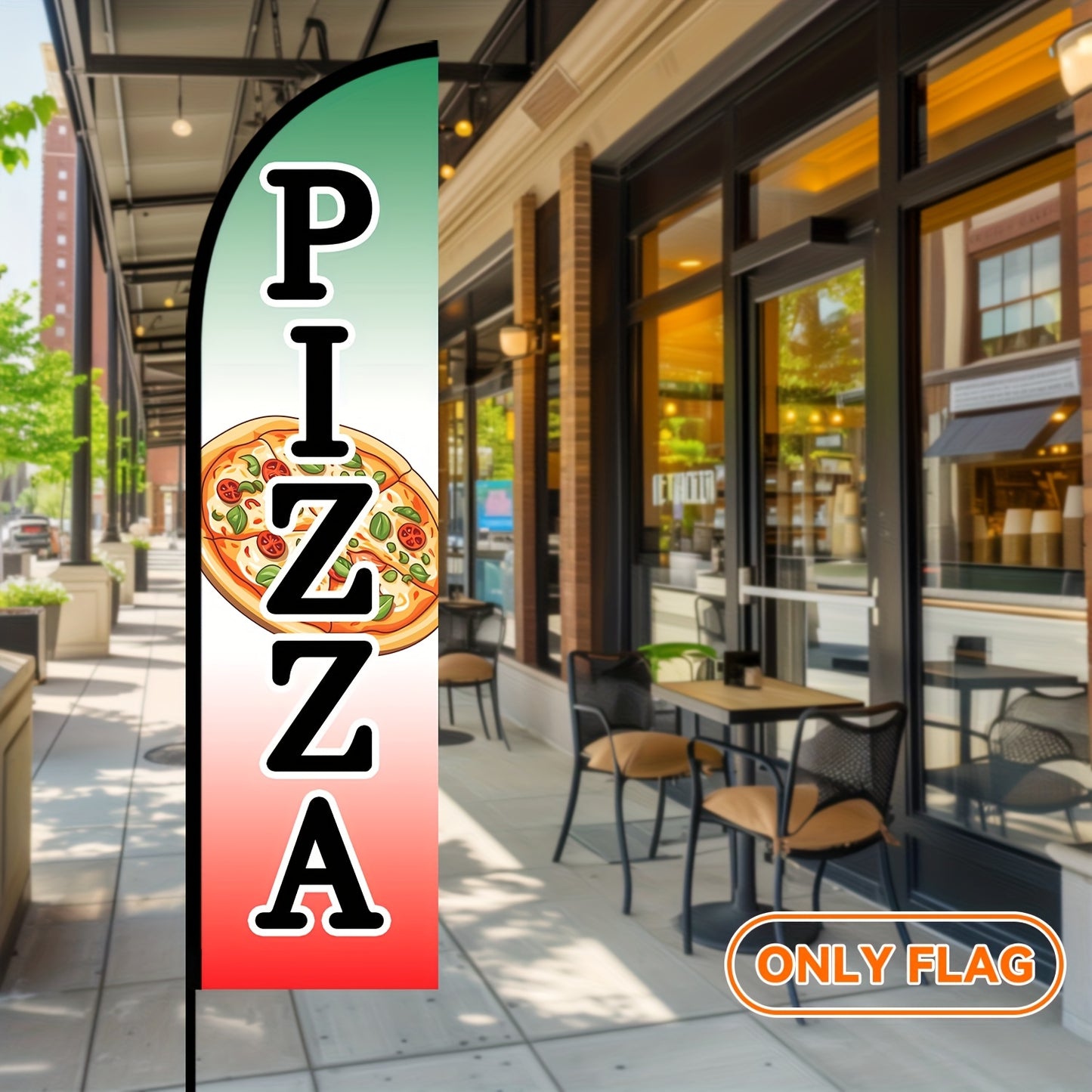 1pc Pizza Feather Flag, Store Signage, Food Advertising Banner, Outdoor Display Sign for Pizza Shops, Flag Size 50x200cm/78.7x19.7Inches, Polyester Fabric, Single/Double-Sided Print, Pole Not Included