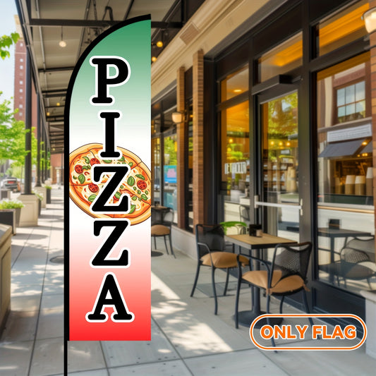 1pc Pizza Feather Flag, Store Signage, Food Advertising Banner, Outdoor Display Sign for Pizza Shops, Flag Size 50x200cm/78.7x19.7Inches, Polyester Fabric, Single/Double-Sided Print, Pole Not Included