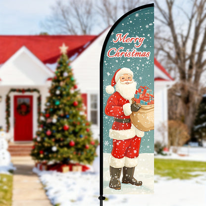 2D Door Banner Festive Christmas Flag, Outdoor Holiday Banner for Shops And Gatherings, Merry Christmas Promotion Sign, Santa Decoration, Cheerful Yard Flag, Available in And Polyester Fabric